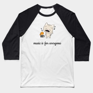 music lover cat with a mustache Baseball T-Shirt